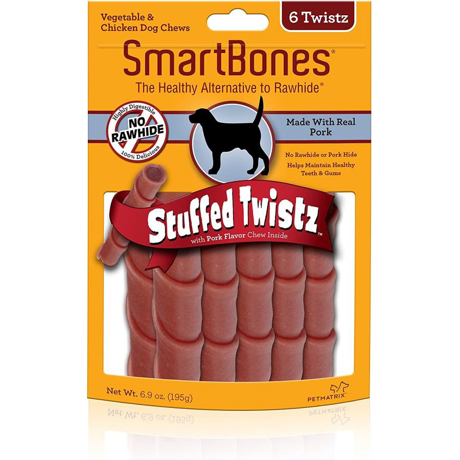 SmartBones Stuffed Twistz Vegetable and Pork Rawhide Free Dog Chew-Dog-Smartbones-6 count-