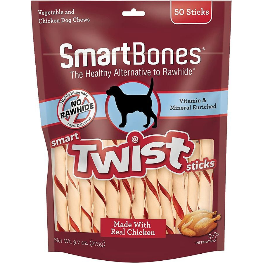 SmartBones Vegetable and Chicken Smart Twist Sticks Rawhide Free Dog Chew-Dog-Smartbones-50 count-