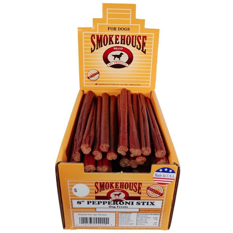 Smokehouse Pepperoni Stix 8" Dog Treat with Display Box-Dog-Smokehouse-60 count (6 x 10 ct)-