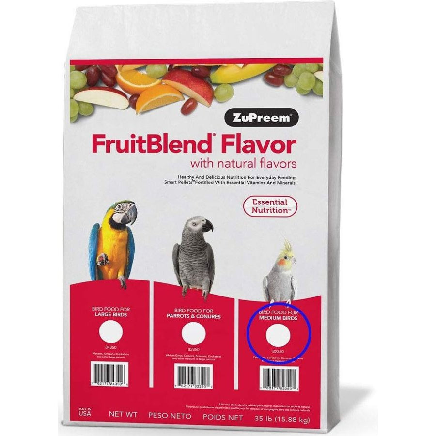 ZuPreem FriutBlend with Natural Fruit Flavors Pellet Bird Food for Medium Birds (Cockatiel and Lovebird)-Bird-ZuPreem-35 lbs-